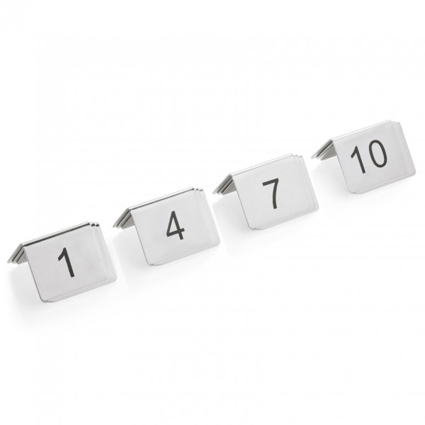 Tischnummernschild Set, 12-teilig, 1-12, Chromnickelstahl