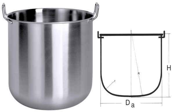 Maschinenkessel innen 265mm-Hoehe 200mm-Inhalt 10 Liter