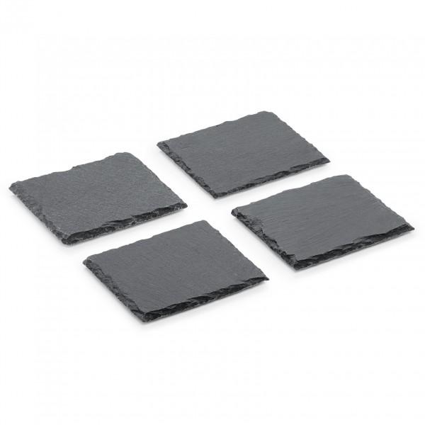 Naturschieferplatten Set, 4-teilig, 10 x 10 cm