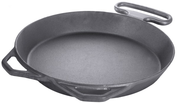 Eisenguss Riesenpfanne 80,0 cm-Hoehe 12,0 cm-mit 2 Griffen, einer abnehmbar