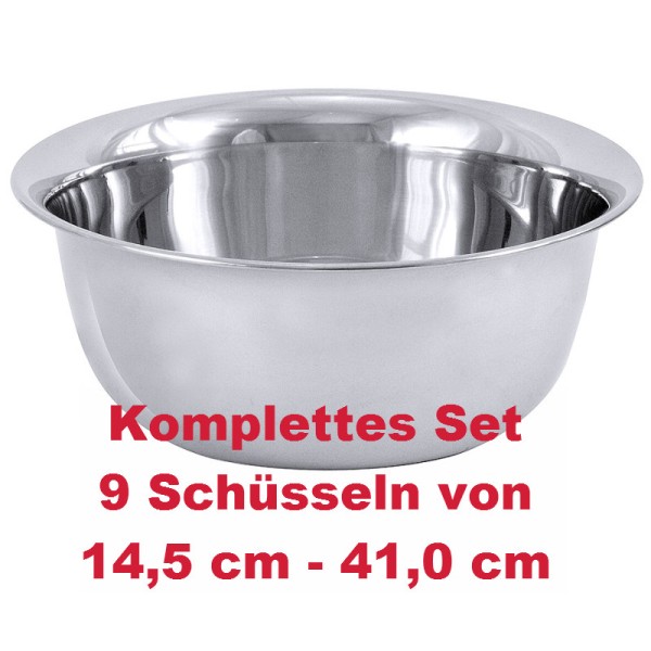 Schüssel Set bauchig Ø innen von 14,5 cm - 41,0 cm - 9 Stk.