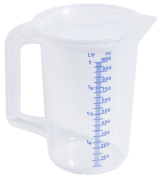 Messbecher 1 Liter mit Deckel oben 11,0 cm-Hoehe 16,0 cm