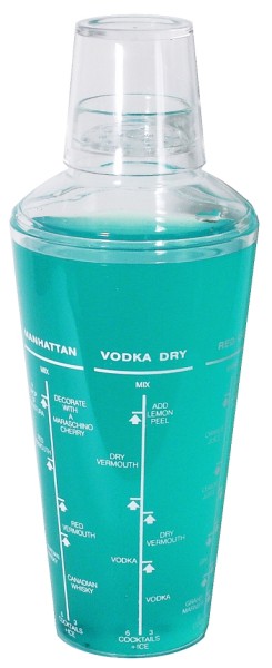 Acryl Cocktail-Shaker max. 9,5 cm-Hoehe 24,5 cm-Volumen 0,75 Liter