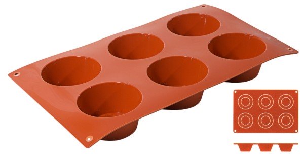 Silikon Backmatte MUFFIN 6,9 cm-Hoehe 3,5 cm-6 Formen