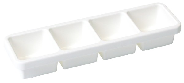 Gewuerzbox 4 fach, weiss-Masse 47,0 x 13,0 cm-Hoehe 7,5 cm-Portion 0,7 Liter