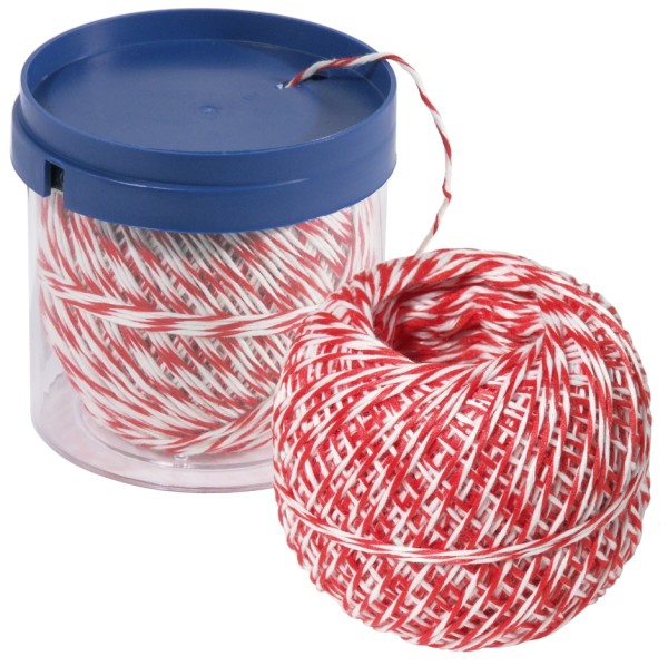 Rollbratenfaden weiss-weiss-rot-150 Meter