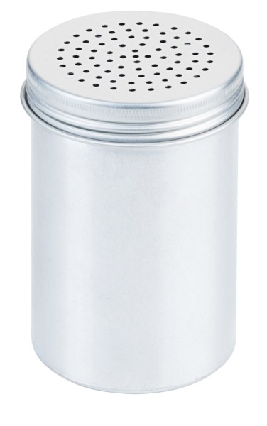 Salzstreuer Aluminium 6,5 cm-Hoehe 12,0 cm-Lochung 2 mm