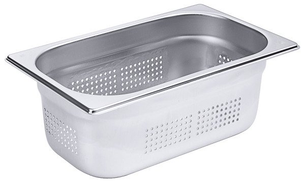 GN Behälter perforiert GN 1/4 - 65 mm tief - Maße 26,5 x 16,2 cm - Volumen 1,8 Liter
