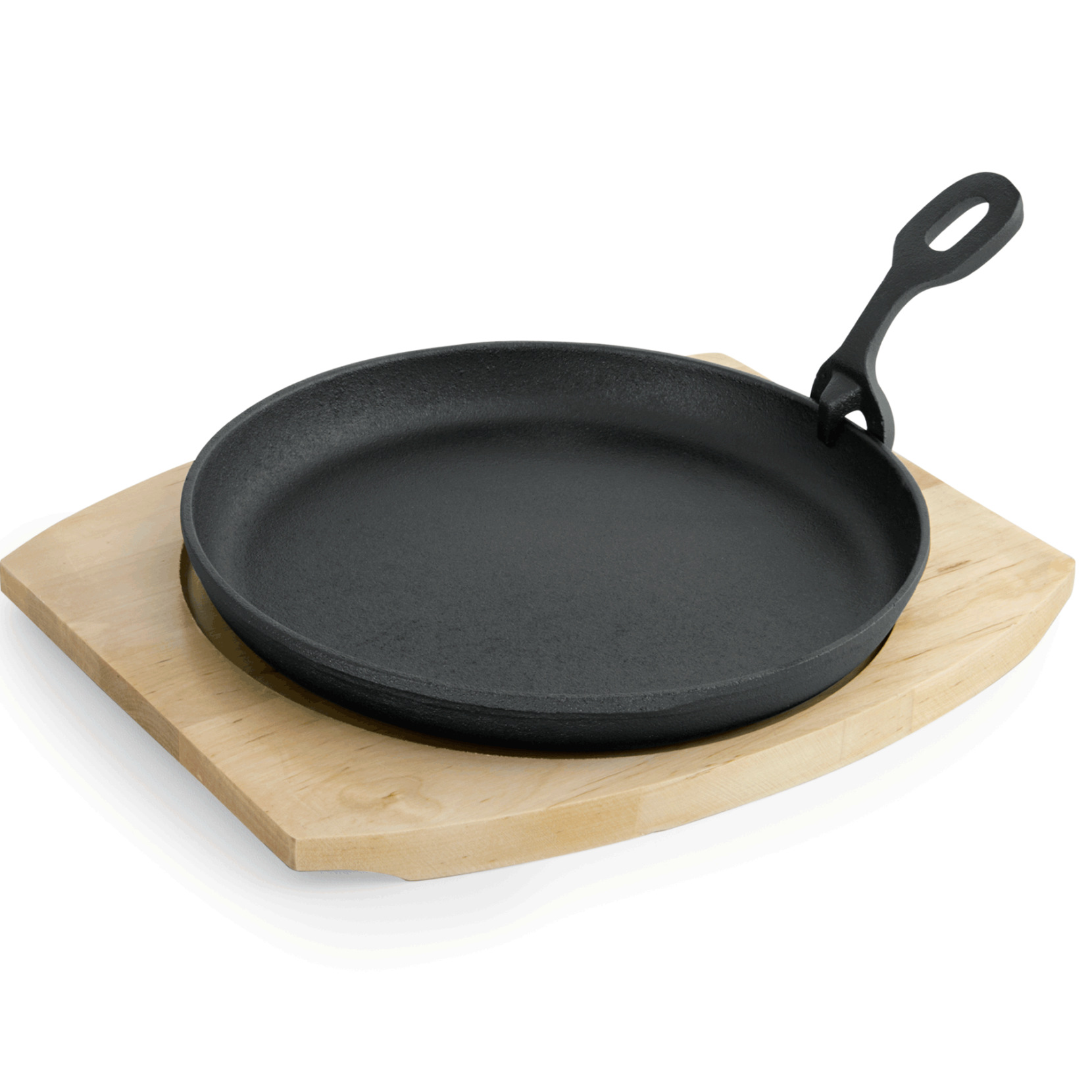 WAS Gusseisen Servierpfanne - Oval Mit Holzuntersetzer, 26x17cm