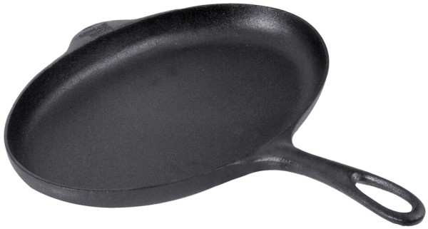 Fischpfanne-Eisenguss-Masse 32,5 x 21,5 cm-Hoehe 4,0 cm-Boden 17 cm