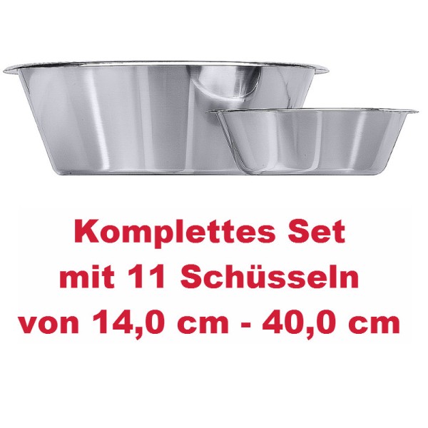 Schüssel Set flach Ø innen von 14,0 cm - 40,0 cm - 11 Stk