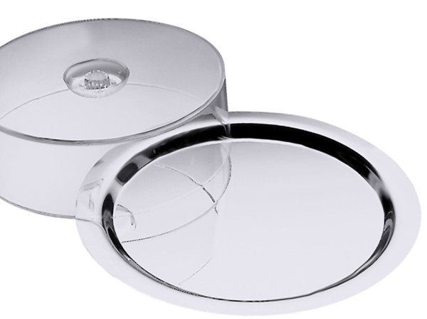Tablett rund mit Haube innen 30,0 cm-aussen 38,0 cm-Hoehe 9,5 cm